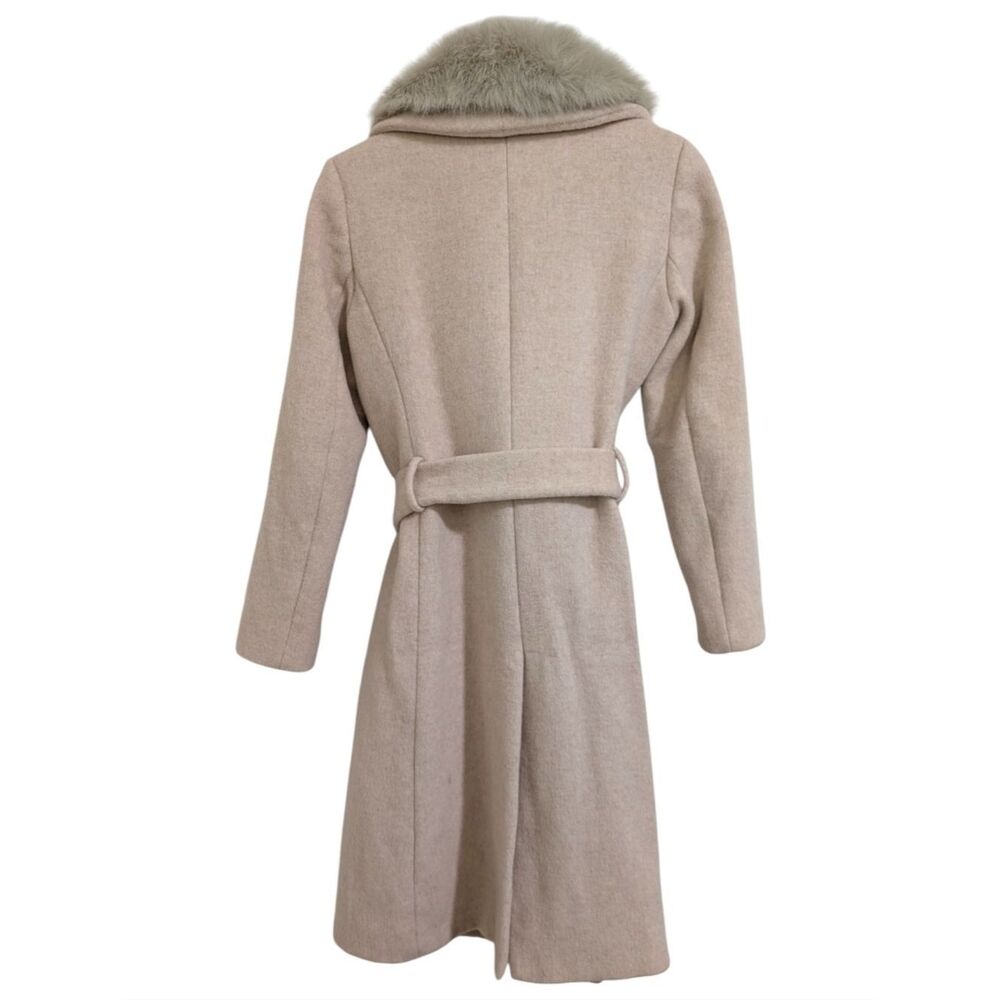 Club Monaco Pink Daylina Wool Wrap Coat w/ Detachable Faux Fur Trim M - Picture 5 of 11